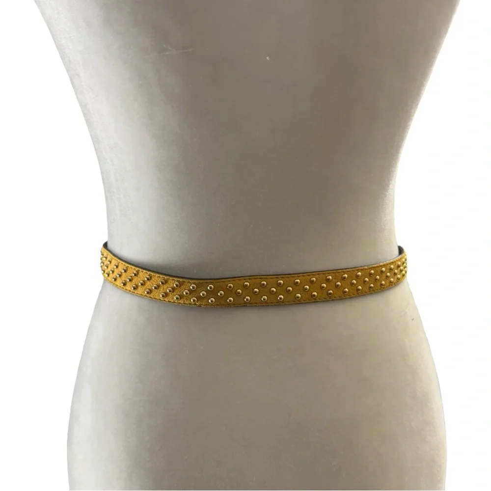 Vintage 80s Escada Studded Suede Belt Turmeric Made in Germany Margaretha Ley